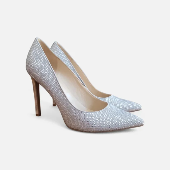 Nine West Tatiah Glass Crystal Encrusted Cinderella Heels Size 9 - Picture 3 of 8